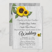 Rustic Wedding Sunflower Barn Wood Gray Kaart (Voorkant / Achterkant)