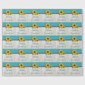 Rustic Wedding Sunflower Blauwgroen Wood Gray Wood Cadeaupapier (Vlak)