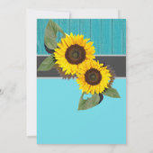 Rustic Wedding Sunflower Blauwgroen Wood Grijze st Kaart (Achterkant)
