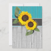 Rustic Wedding Sunflower Blauwgroen Wood Grijze st Kaart (Achterkant)