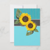 Rustic Wedding Sunflower Blauwgroen Wood Grijze st Kaart (Achterkant)
