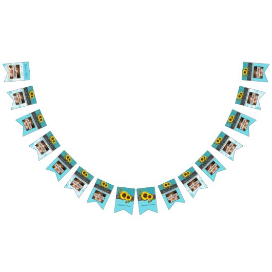 Rustic Wedding Sunflower Blauwgroen Wood Grijze st Vlaggetjes (Alle)