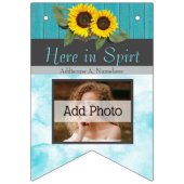 Rustic Wedding Sunflower Blauwgroen Wood Grijze st Vlaggetjes (Tweede vlag)