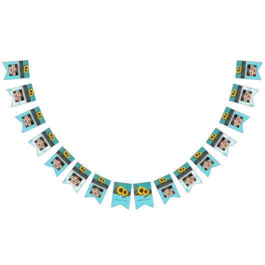 Rustic Wedding Sunflower Blauwgroen Wood Grijze st Vlaggetjes (Alle)