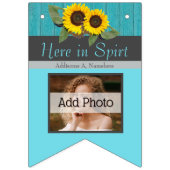Rustic Wedding Sunflower Blauwgroen Wood Grijze st Vlaggetjes (Derde vlag)