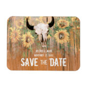 Rustic Wedding Sunflower Bull Skull Save the Date Magneet (Horizontaal)