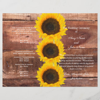 Rustic Wedding Sunflower Country Wedding Programme