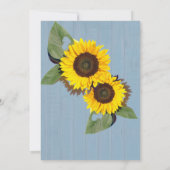 Rustic Wedding Sunflower Dusty Blue Wood Weddensch Kaart (Achterkant)