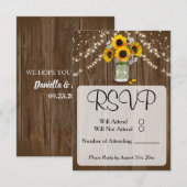 Rustic Wedding Sunflower Mason Jar RSVP Kaartje (Voorkant / Achterkant)