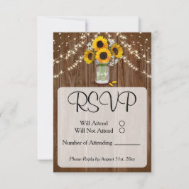 Rustic Wedding Sunflower Mason Jar RSVP Kaartje