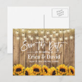 Rustic Wedding  Sunflower Save the Date Aankondigingskaart (Voorkant / Achterkant)