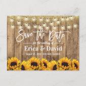 Rustic Wedding  Sunflower Save the Date Aankondigingskaart (Voorkant)