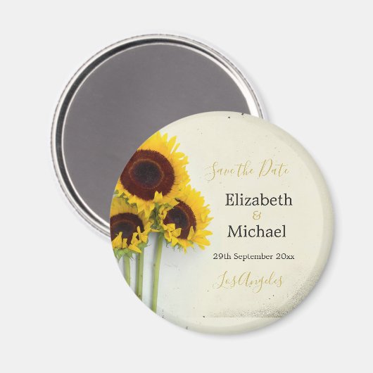 Rustic Wedding Sunflower Save the Date Magnet (Voorkant / Achterkant)