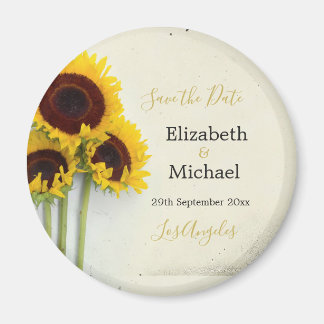 Rustic Wedding Sunflower Save the Date Magnet