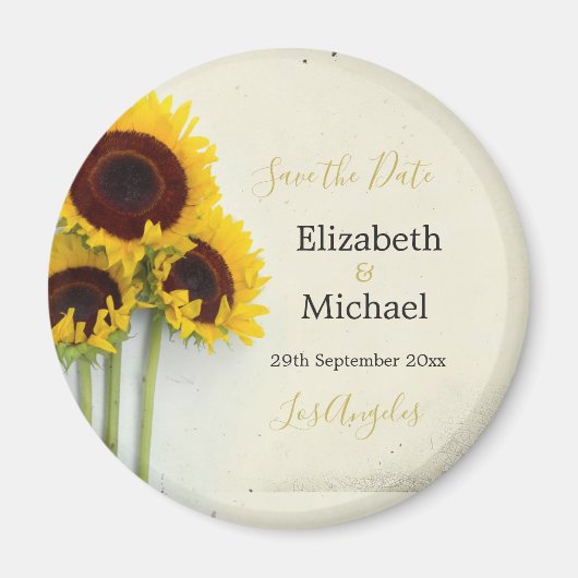 Rustic Wedding Sunflower Save the Date Magnet (Voorkant)