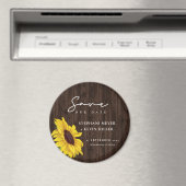 Rustic Wedding Sunflower Wood design behalve datum Magneet (Insitu (Vaatwasser))