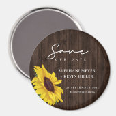 Rustic Wedding Sunflower Wood design behalve datum Magneet (Voorkant / Achterkant)