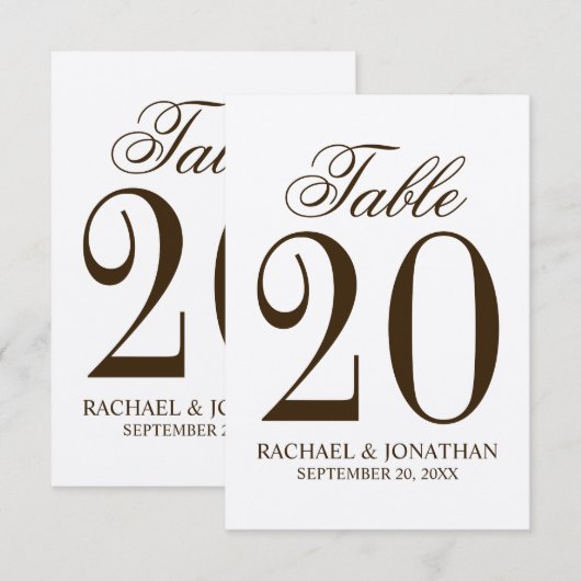 Rustic Wedding Table Number Kaart (Voorkant / Achterkant)