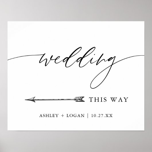 Rustic Wedding This Way Directional Arrow Sign Poster (Voorkant)