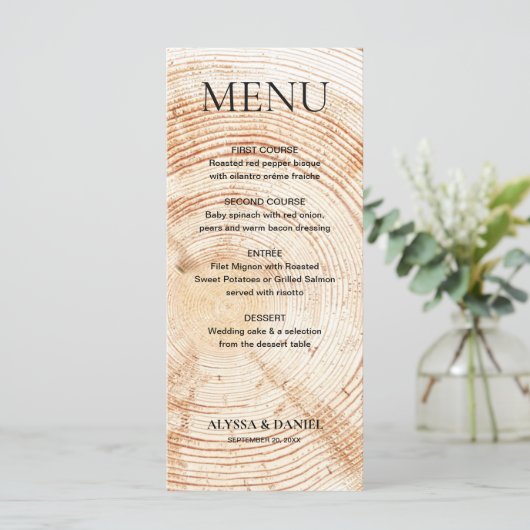 Rustic Wedding Tree Houdbaars Grain Menu (Staand voorkant)