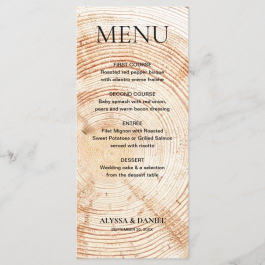 Rustic Wedding Tree Houdbaars Grain Menu (Voorkant)
