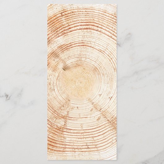 Rustic Wedding Tree rings Wood bark Grain Menu (Achterkant)