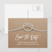 Rustic Wedding Tying the Knot Kraft Save the Date Aankondigingskaart (Voorkant / Achterkant)