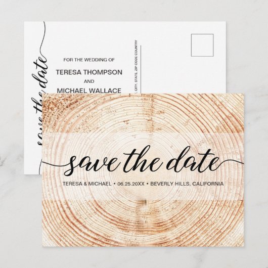 Rustic Wedding Typography Wood Grain Texture Briefkaart (Voorkant / Achterkant)