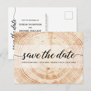 Rustic Wedding Typography Wood Grain Texture Briefkaart