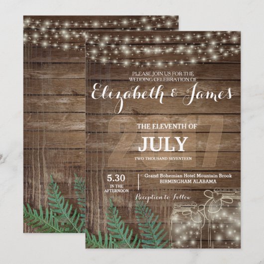 Rustic Wedding-uitnodigingen Kaart (Voorkant / Achterkant)