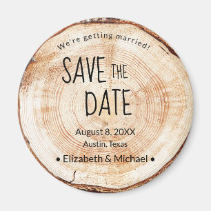 Rustic Wedding Unieke Save the date Printed Wood Magneet