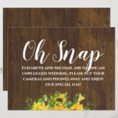 Rustic Wedding Unplugged Oh Snap Wood Sunflower (Voorkant / Achterkant)