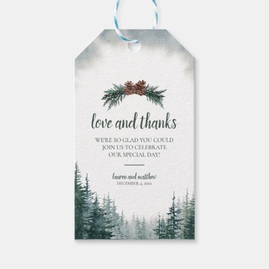 Rustic Wedding Waterverf Tree Favor Gift Label Cadeaulabel (Voorkant)
