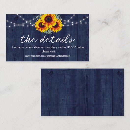Rustic Wedding Website Blue Wood Online RSVP Informatiekaartje (Voorkant / Achterkant)