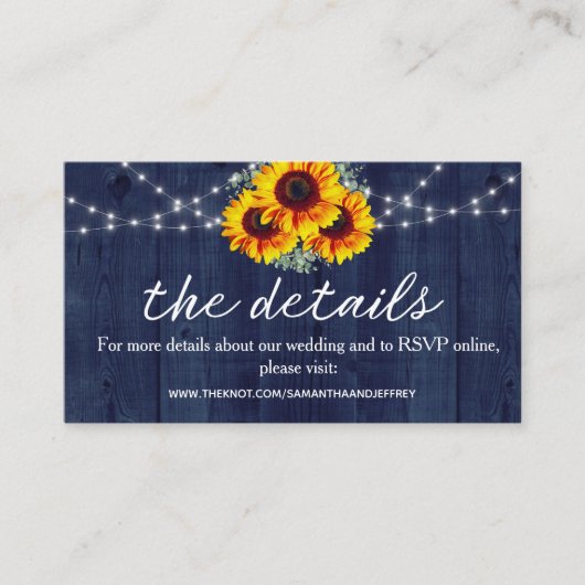 Rustic Wedding Website Blue Wood Online RSVP Informatiekaartje (Voorkant)