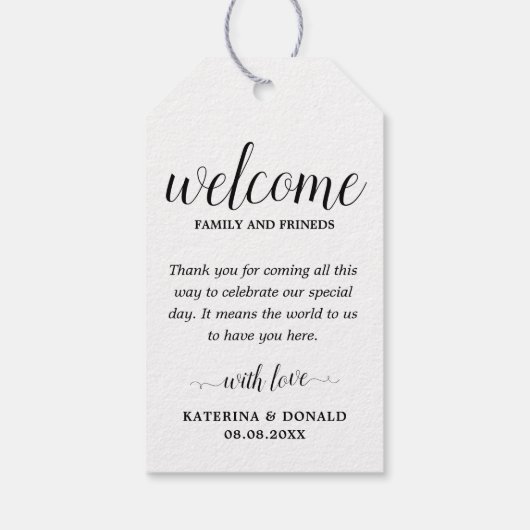 Rustic Wedding Welcome Favor Bags Gift Labels Cadeaulabel (Achterkant)