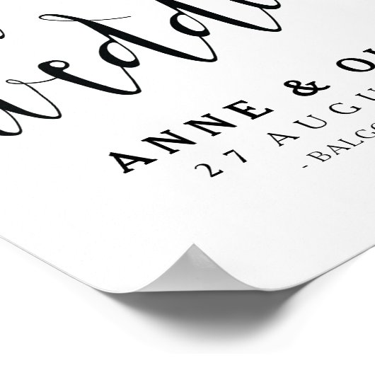 Rustic Wedding Welcome Sign Black and White Poster (Hoek)