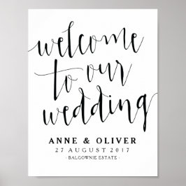 Rustic Wedding Welcome Sign Black and White Poster