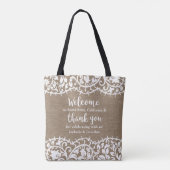 Rustic Wedding Welkom en bedankt gepersonaliseerd Tote Bag (Achterkant)