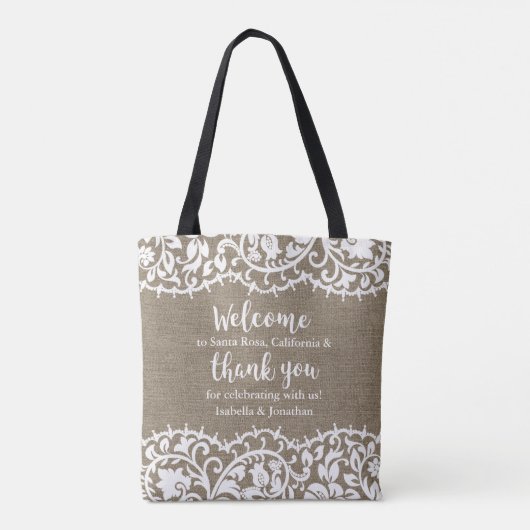 Rustic Wedding Welkom en bedankt gepersonaliseerd Tote Bag (Achterkant)