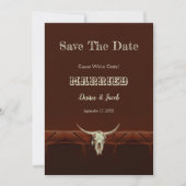 Rustic Wedding Western Bull Skull Save the Date (Voorkant)