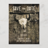 Rustic Wedding Western Bull Skull Save the Date Aankondigingskaart (Voorkant)