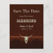 Rustic Wedding Western Bull Skull Save the Date Briefkaart (Voorkant)