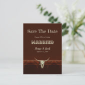 Rustic Wedding Western Bull Skull Save the Date Briefkaart (Staand voorkant)