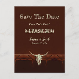 Rustic Wedding Western Bull Skull Save the Date Briefkaart