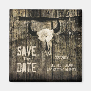 Rustic Wedding Westerne Cow Skull Save the Date An Magneet