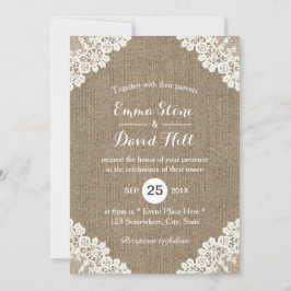 Rustic Wedding White Lace & Burlap  Kaart