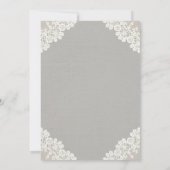 Rustic Wedding  White Lace Elegant Grey Kaart (Achterkant)