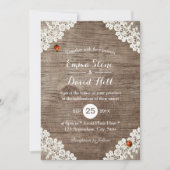Rustic Wedding  White Lace Ladybugs Kaart (Voorkant)