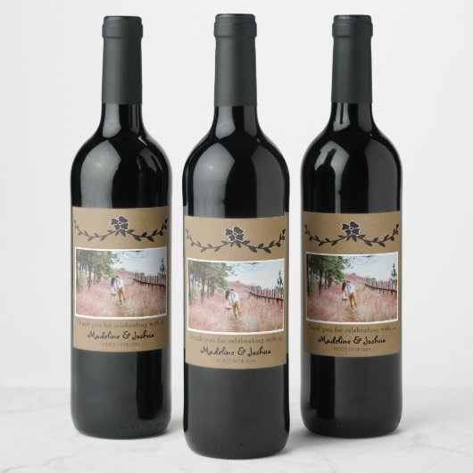 Rustic Wedding Wine Label met Laurel Vines Wijn Etiket (Flessen)